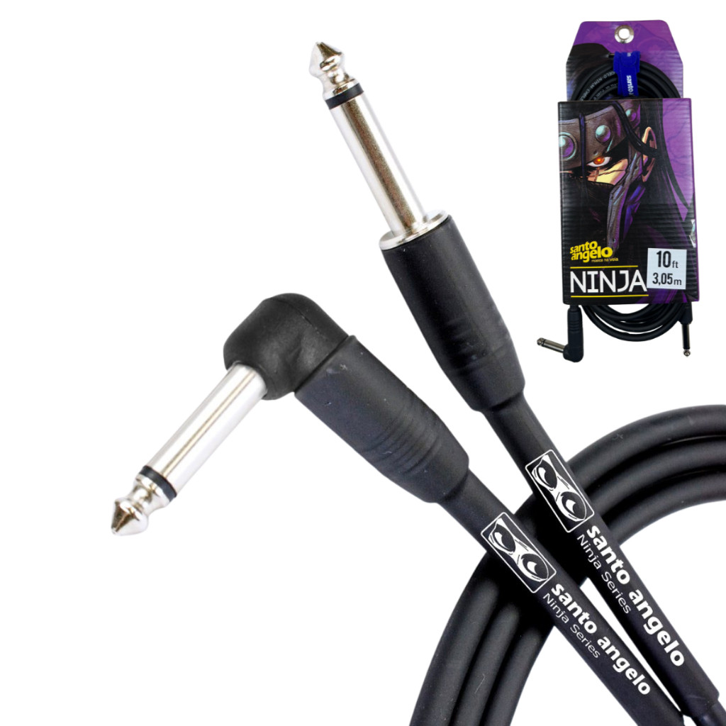 Imagem Cabo Instrumento musical Santo Angelo Ninja P10 P10L 10ft 3,05m Violão Guitarra Contra baixo Teclado Blindado