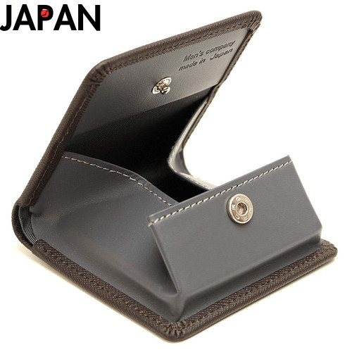 [Men's company] Estojo de moedas masculino, tipo caixa, textura quadrada, feito no Japão