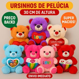 Ursinho de Pelúcia 30cm Opção 1, 3 ou 5 Unidades Presente Perfeito Cores Sortidas Envio Rápido em Oferta na Shopee