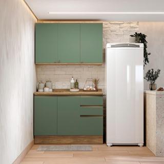 Armário de Cozinha Compacta 100% MDF 120cm Nogueira/Verde Celeste Kappesberg em Oferta na Shopee