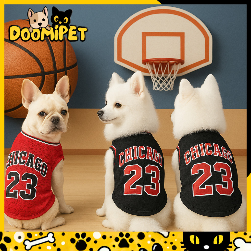 Roupa Esportiva Para PEY – Camisa Basquete Chicago 23, Fantasia Pet Estilo NBA, Confortável e Leve