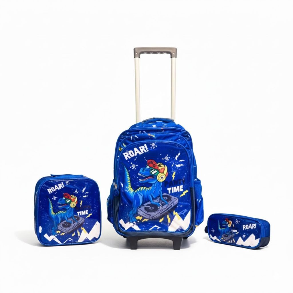 Mochila Infantil Com Rodinha Kit Escolar + Lancheira Térmica Estojo Duplo Impermeável