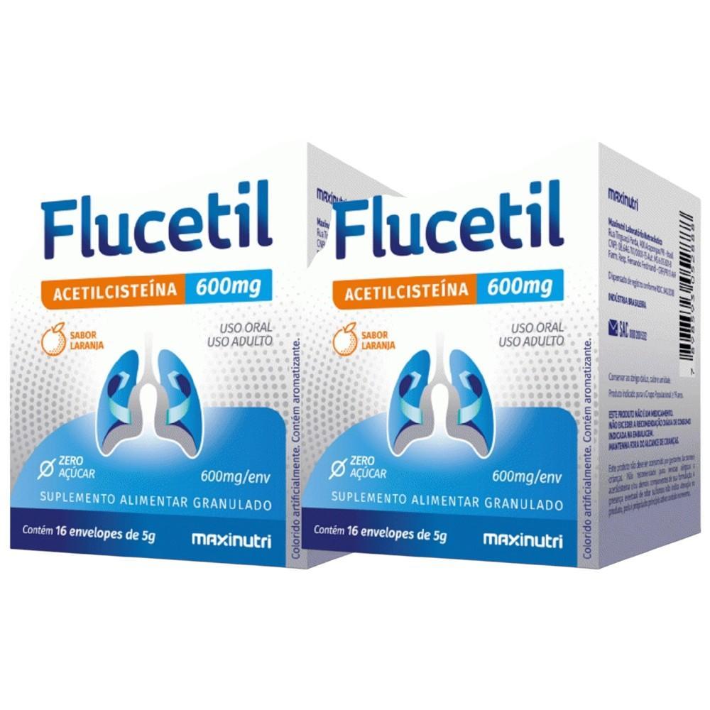 Kit Flucetil 600mg Sabor Laranja Com 2 Caixas De 16 Envelopes Cada