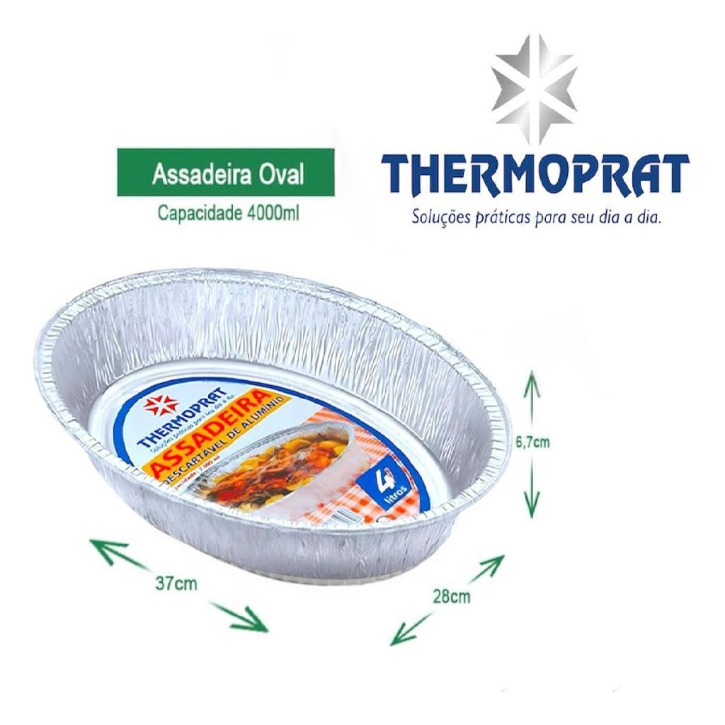 6x Assadeira Forma Alumínio Thermoprat Oval 4lt C/tampa Pet — imagem 2 de 2