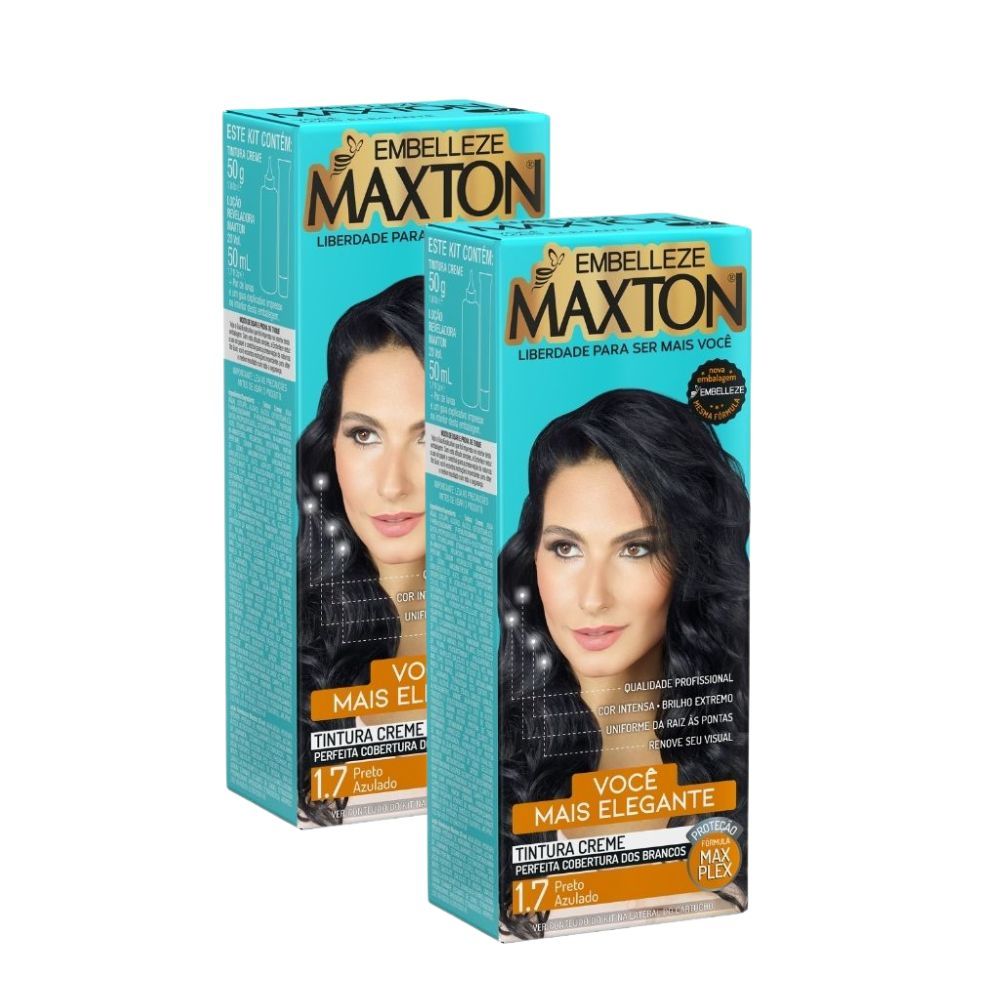 Kit 2 Tintura Creme Maxton Preto Azulado 1.7 em Oferta na Shopee