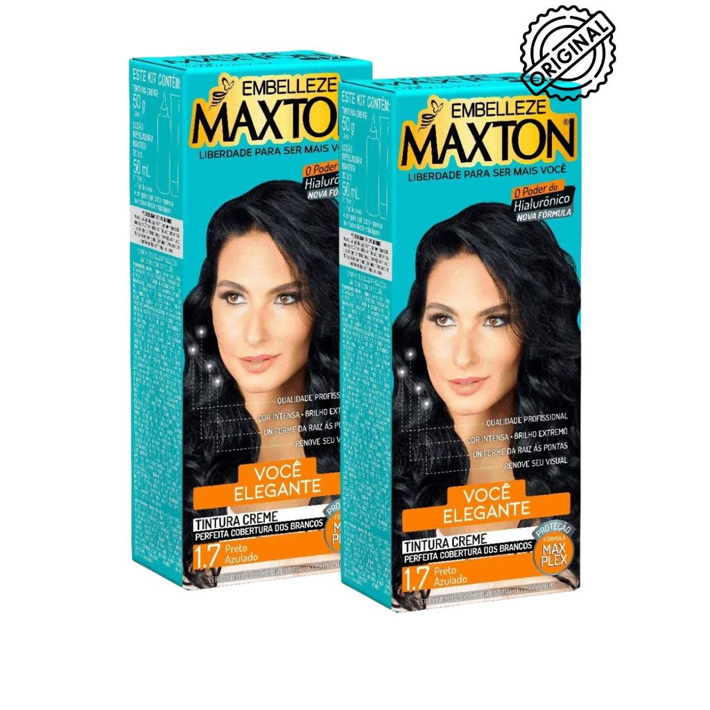 Tinta De Cabelo Maxton Embelleze Preto Azulado 1.7 KIT 2 UND