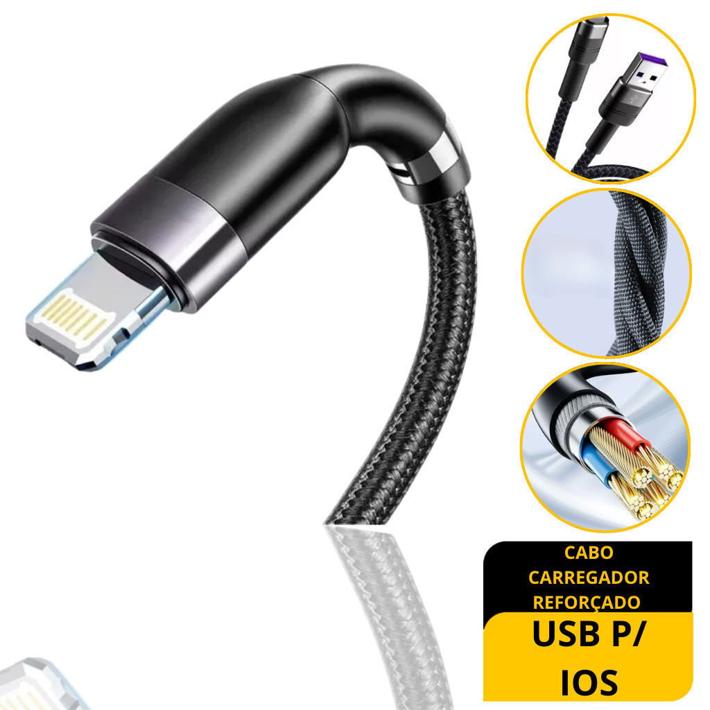Cabo Carregador Turbo Reforçado Meta para iPhone Alta Velocidade e Durabilidade