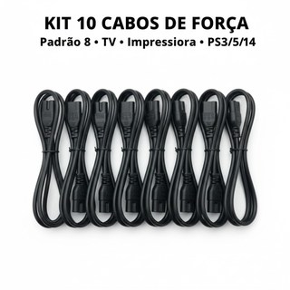 Kit 10 Cabo de Força Bipolar P/ TV Rádio Impressora PS3 PS4 – Envio Rápido!