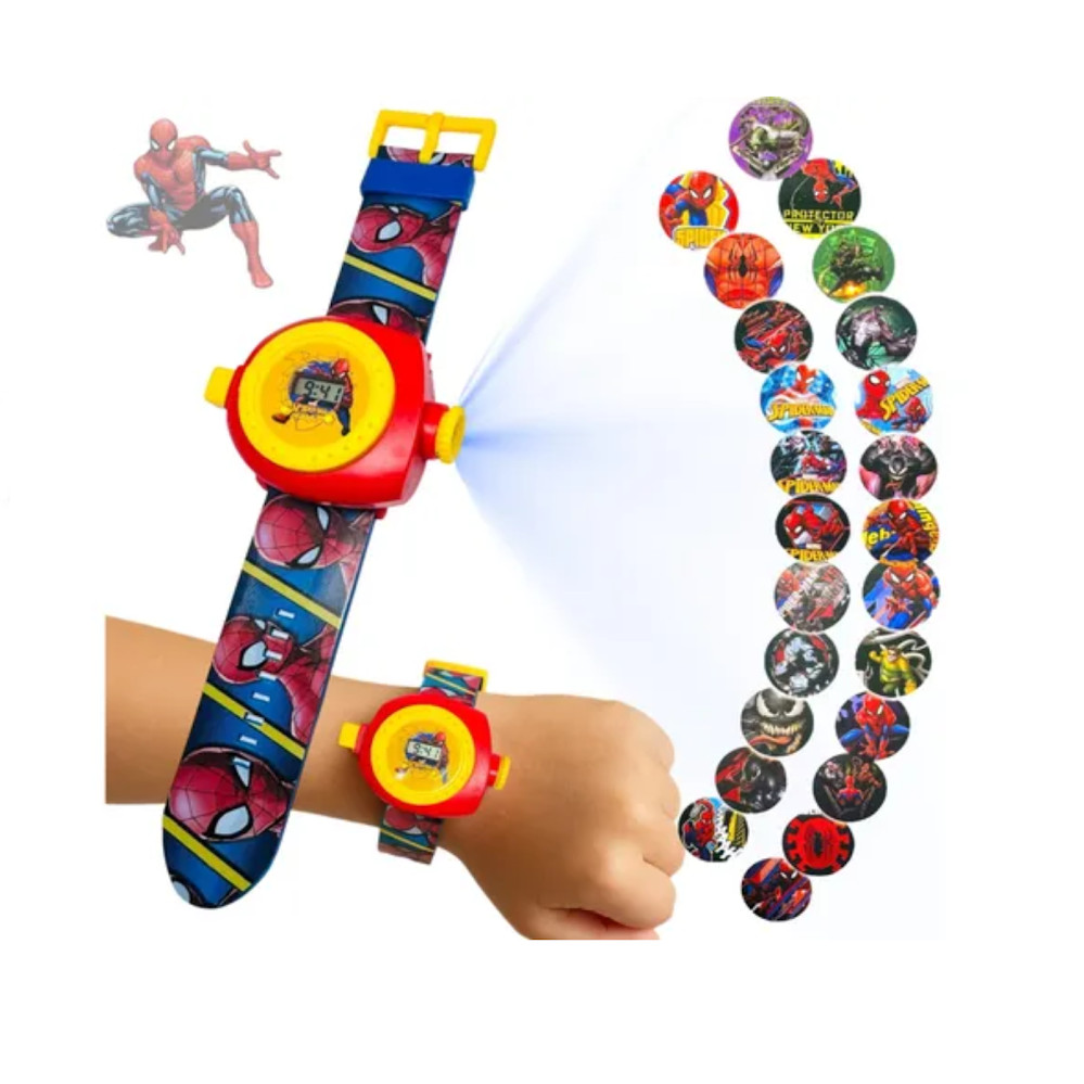 Brinquedo Relógio Projetor Infantil Spider Man C/ Bateria