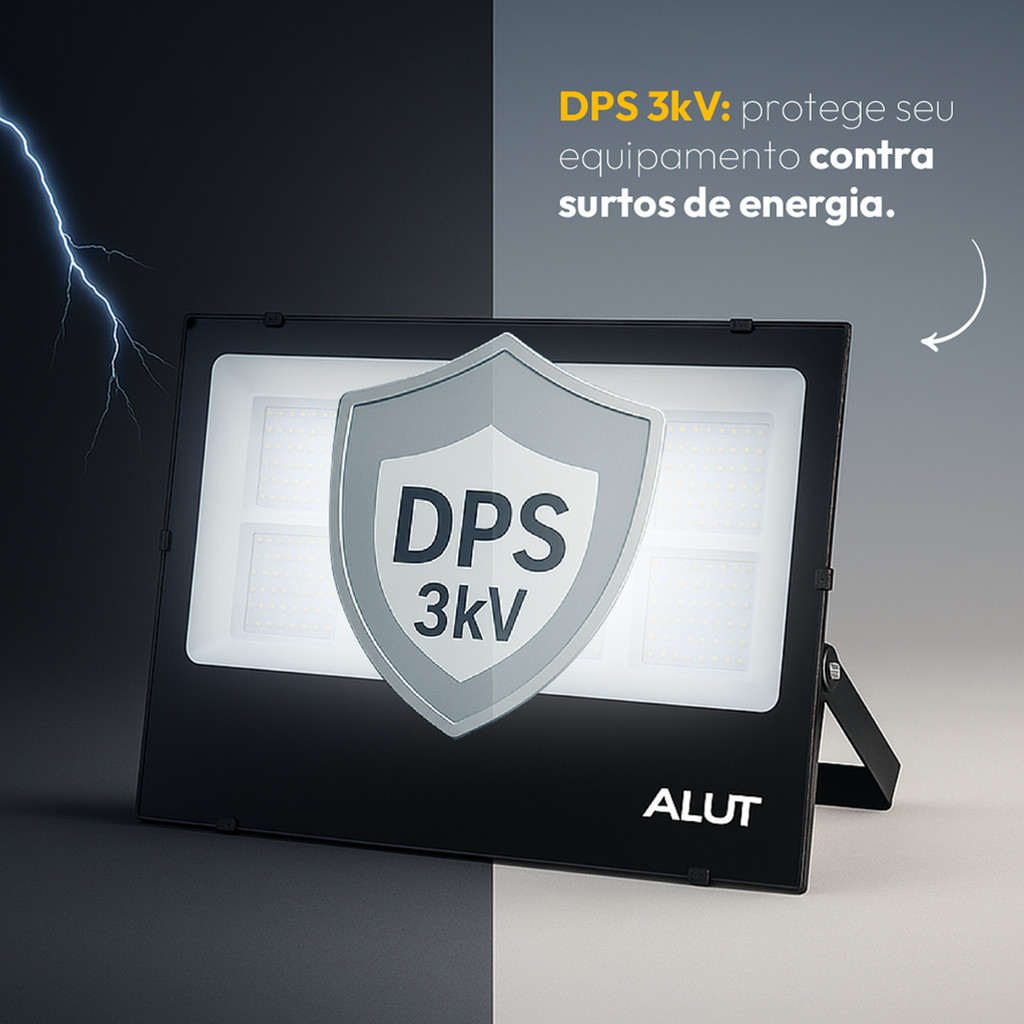 Detalhes do Refletor Slim Holofote Led 100w - 500w 6500k Branco Frio Bivolt Iluminação Externa a prova d'água - Alut By Avant