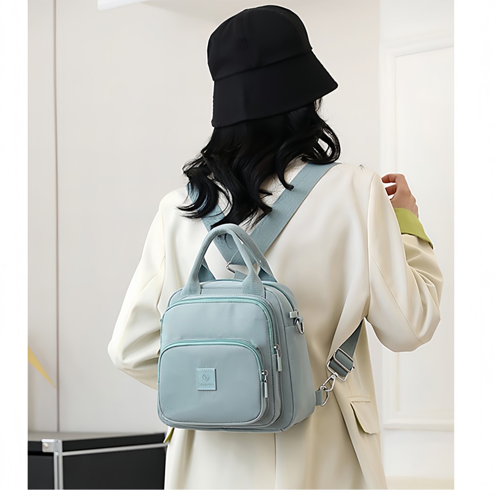 Bolsa feminina nylon impermeável vira mochila transversal tiracolo leve 3em1 738 Yobel