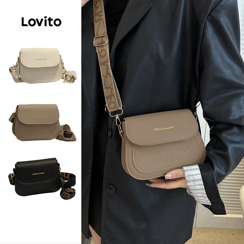 Lovito Casual Pequena Bolsa De Ombro Carta Colorblock Verão Pequena Bolsa De Ombro Para Mulheres LFA11383