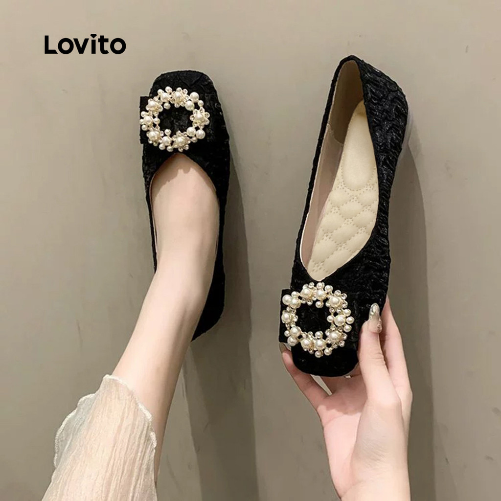 Lovito Sapatilhas De Ballet Elegantes Com Strass Brilhantes Para Casamento E Festa Feminina LFAS1042 em Oferta na Shopee