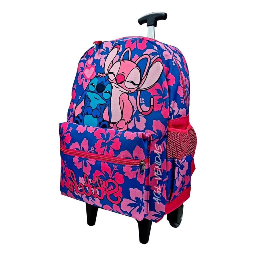 Mochila Lilo Stitch Rodinhas Bolsa Menina Escolar Infantil