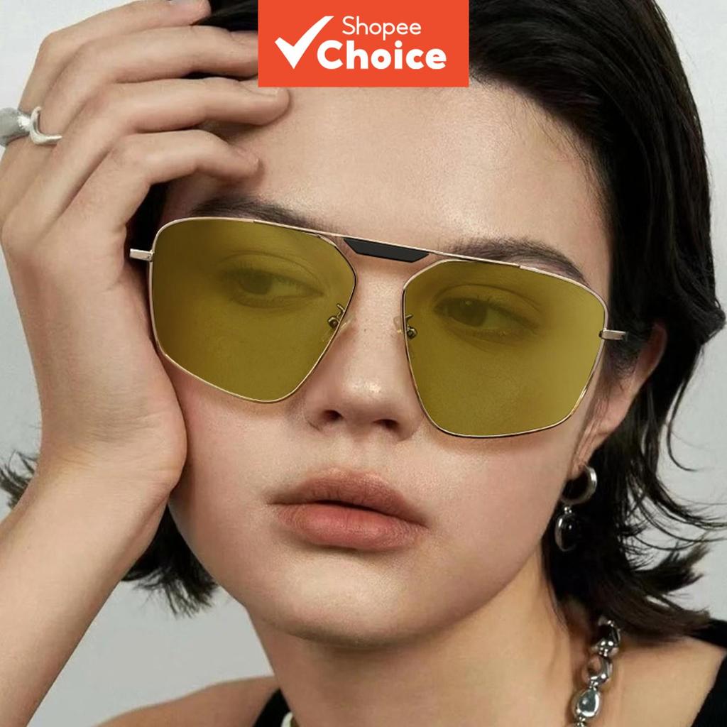 Leke Aviator Óculos De Sol Quadrados Lente Polarizada De Metal Y2k Vintage Proteção Uv Unissex Praia Viagem
