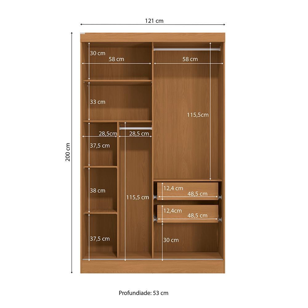 Guarda-Roupa Casal com 2 Gavetas Kappesberg Canela 121cm — imagem 2 de 2
