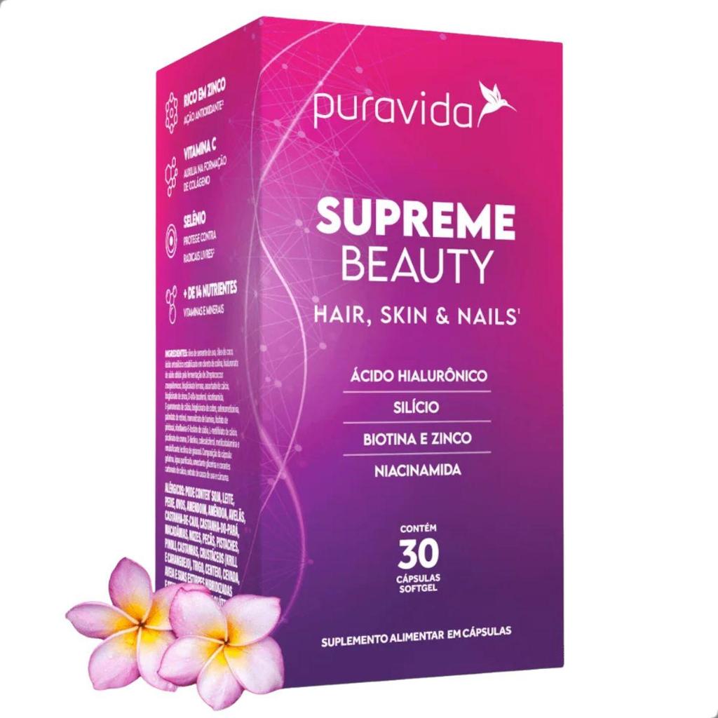 Supreme Beauty Hair Skin Nails 30 Cáps Softgel Pura Vida