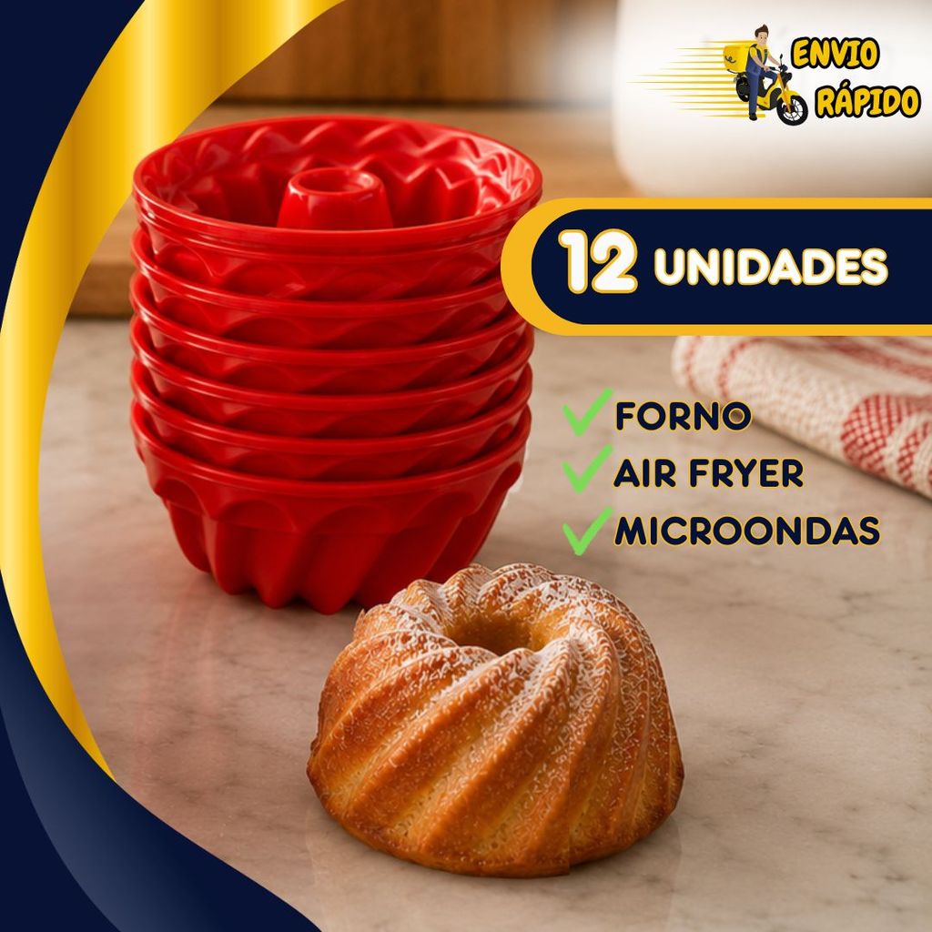 Kits Forminha Mini Forma Cupcake Pudim de Silicone Vulcãozinho Antiaderente