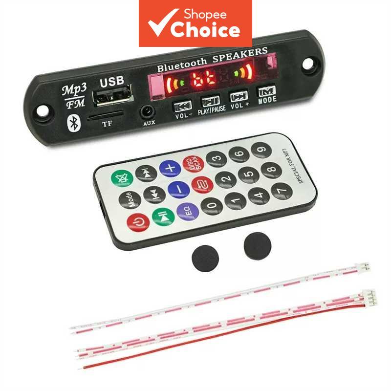 Placa amplificadora Bluetooth 5.0 MP3, módulo USB TF FM, gravação, áudio automotivo viva-voz