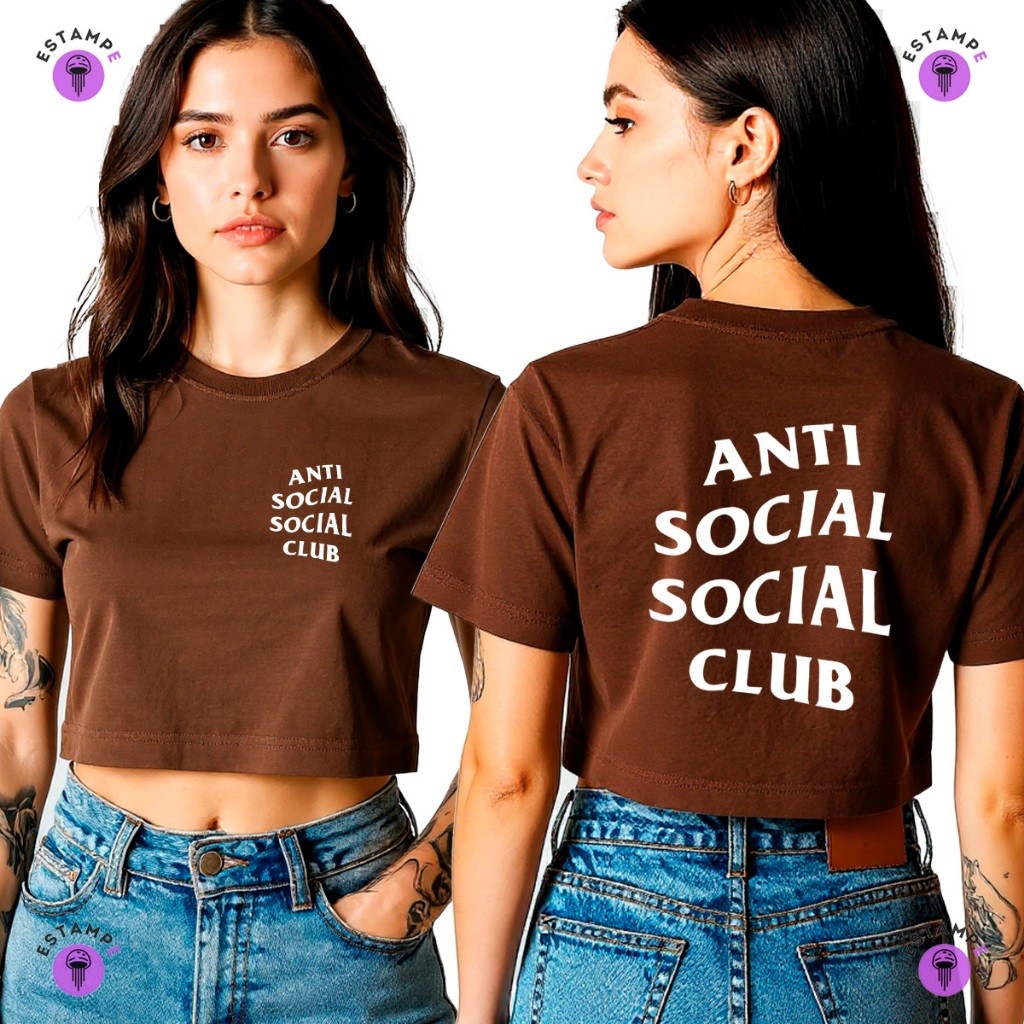 Camisa Camiseta Cropped Anti Social Club Blusa 100% Algodão Premium Adulto Feminino
