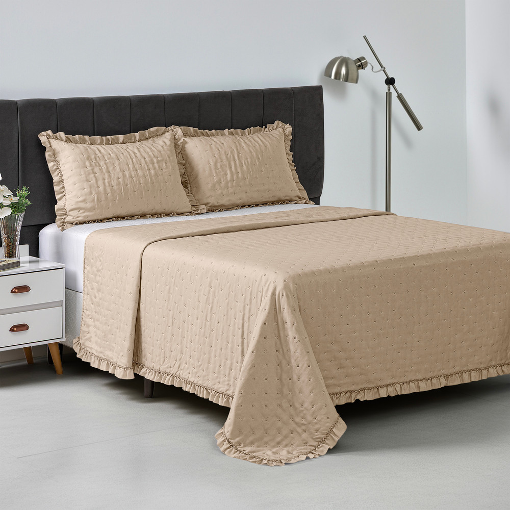 Kit Cobre Leito Colcha Bella Matelado Dupla Face