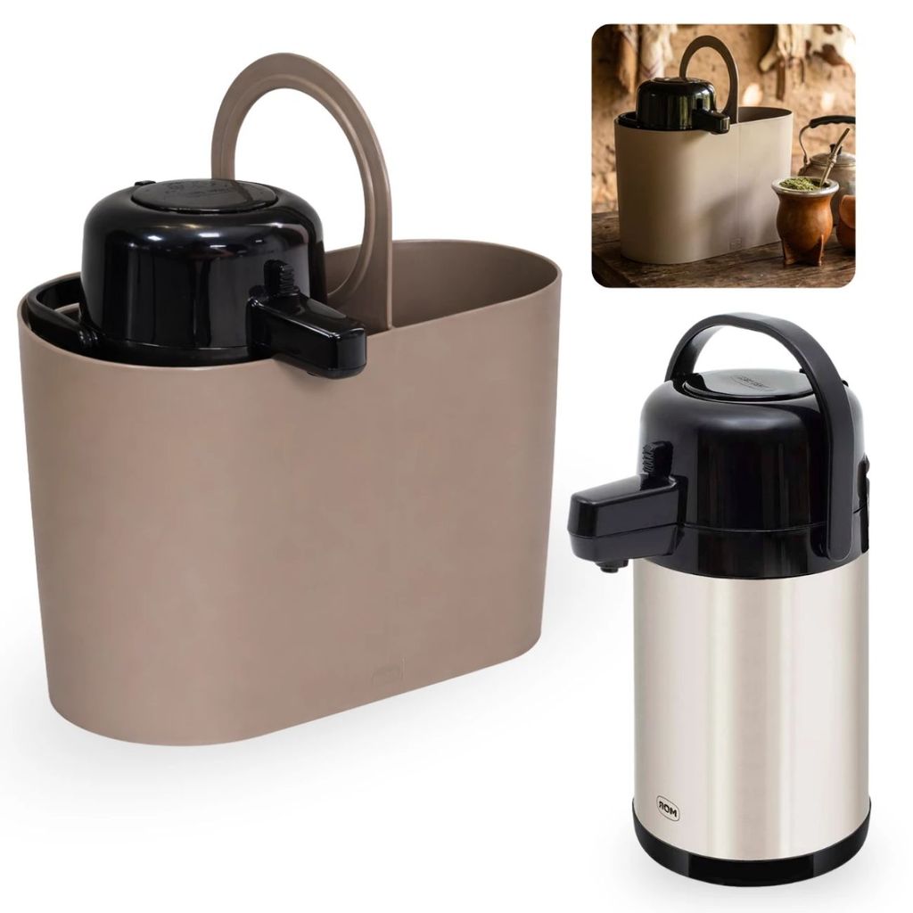 Kit Bolsa Mateira Multiuso + Garrafa Total Inox Airpot 1,9 L Mate Chimarrão Tererê