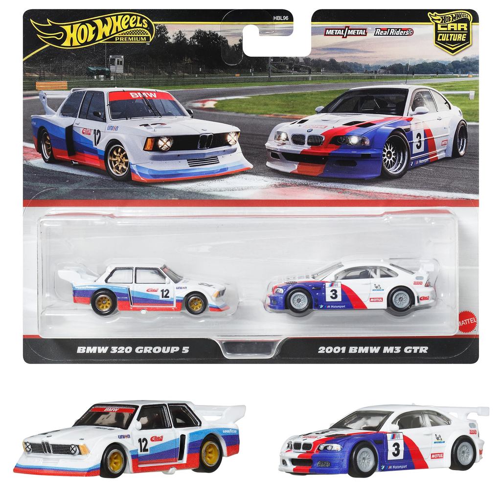 Hot Wheels Premium 2 Pacote BMW 320 Grupo 52001 BMW M3 GTR Veículo Brinquedo Mini Carro 3 Anos e Acima Multi JBK99