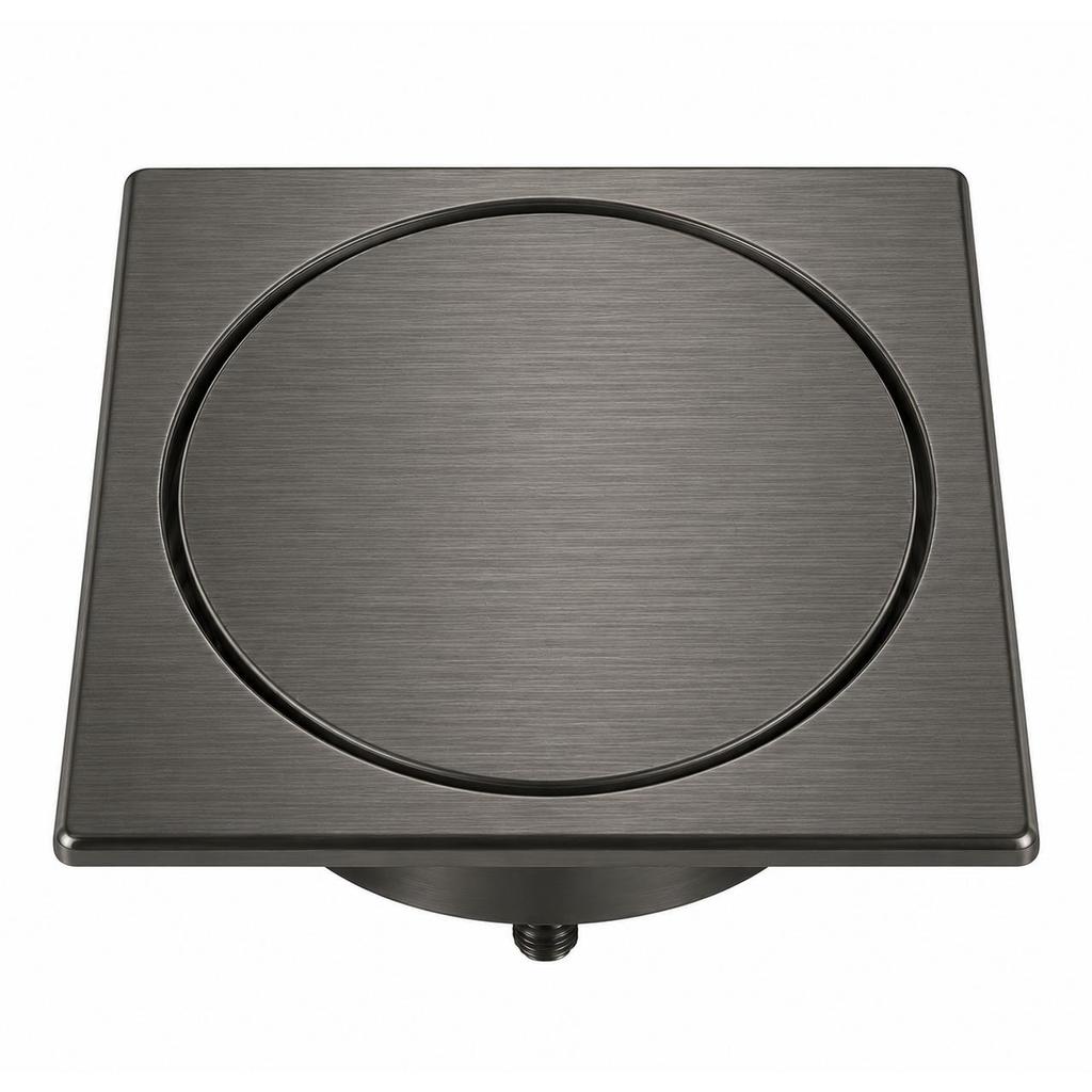 Ralo Click 15x15Cm Modelo Quadrado para Lavabo ou Banheiro em Inox cor Grafite Escovado