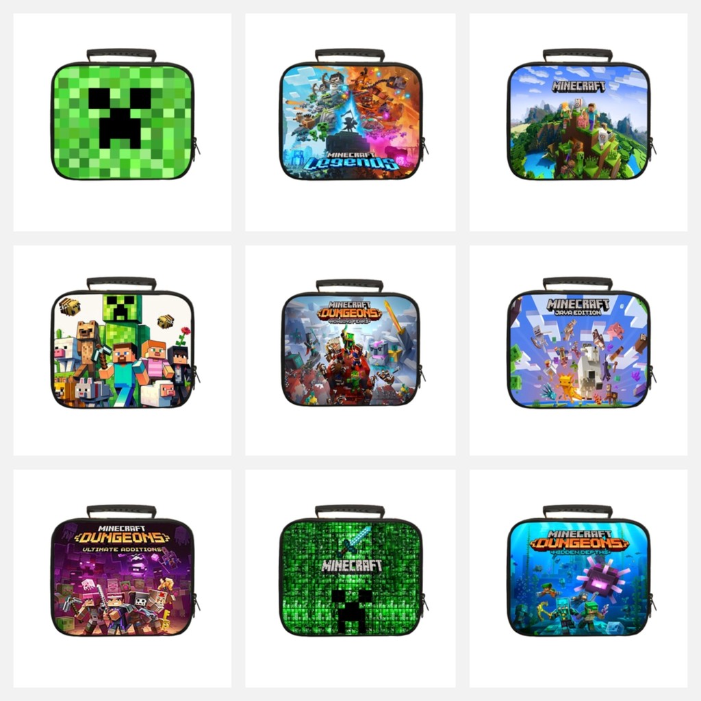 Nova lancheira Minecraft saco de grande capacidade estudante isolado lancheira saco sacola MC trepadeira lancheira