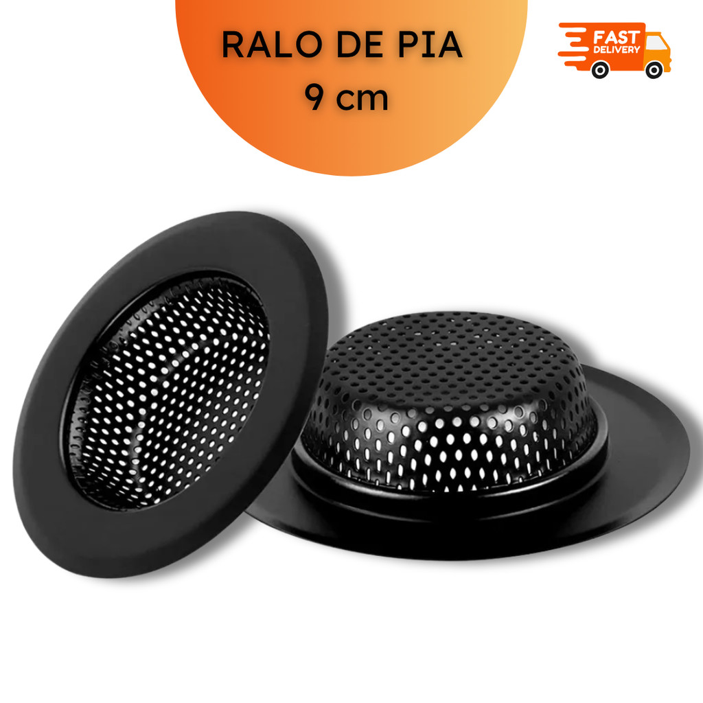 Kit de Ralos para Pia 9cm Aço Inox Preto Pia Tanque Reforçado Ralo