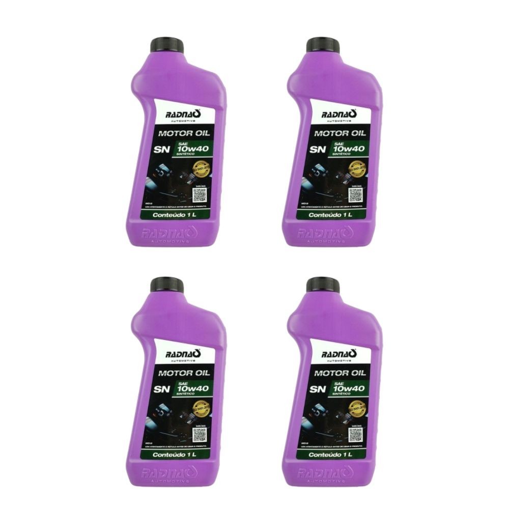 Kit 4 óleos Motor 10w40 Sintético Radnaq 1000 Sn A3/b4 1 Litro