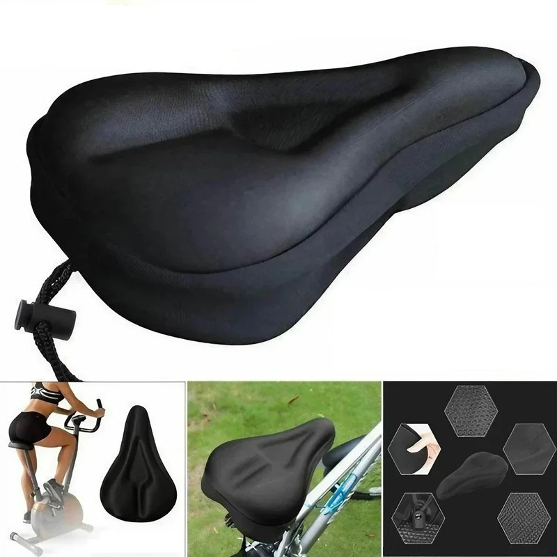 Assento de Bicicleta 3D, Capa de Selim Acolchoada com Almofada de Gel Larga e Macia, Almofada de Assento para Bicicleta