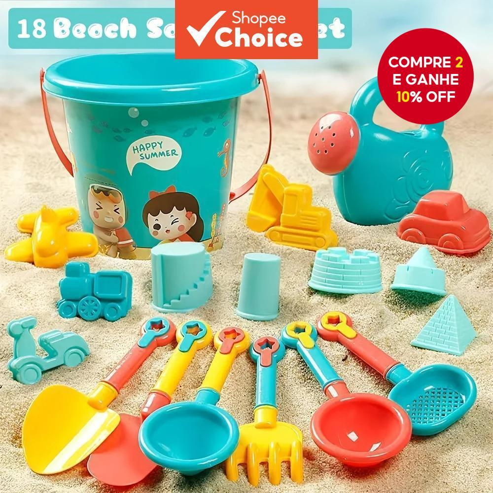 18 Pçs Conjunto De Brinquedos De Praia Para Crianças Verão Ao Ar Livre Wate r Shove l Ferr...