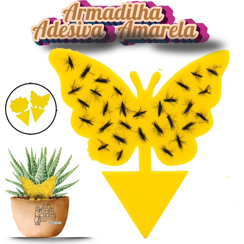 Armadilha Adesiva Para Controle de Moscas Insetos Dupla Face Cartela Amarela Contra em Oferta na Shopee
