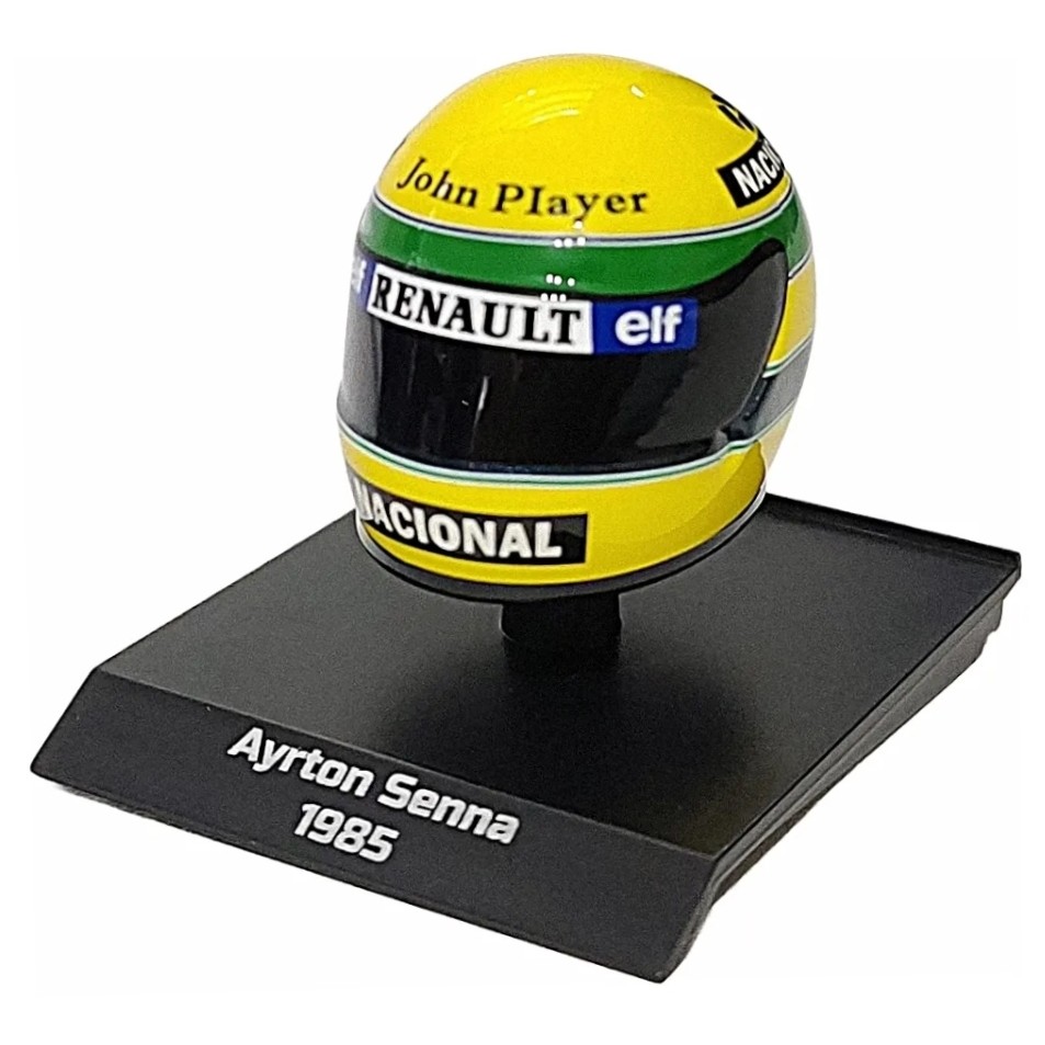 Miniatura Capacete Fórmula 1 - Ayrton Senna  1ª Vitória GP Portugal (1985) 1:10 Minichamps