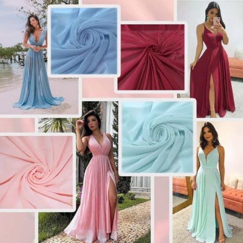 6 Metros Tecido Musseline Toque de Seda - Musseline Chiffon Lisa 6,00 x 1,50