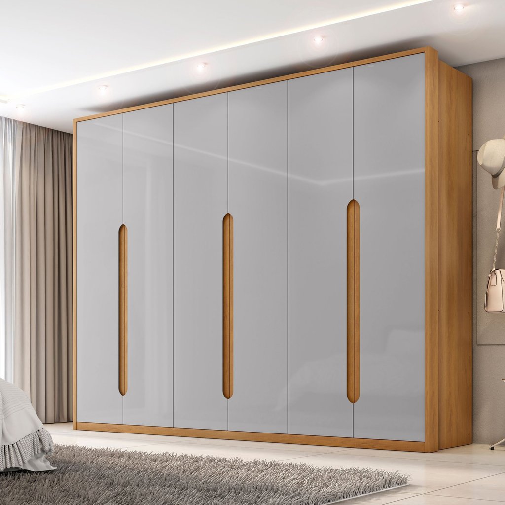Guarda-Roupa 6 Portas 6 Gavetas 100% MDF Zeus Yescasa Marrom/Marromle/Off-White