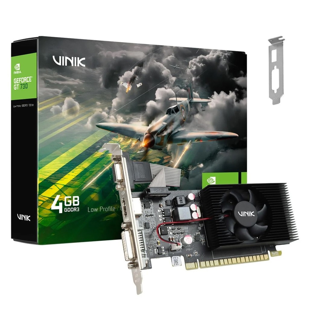 Placa de Vídeo Gráfica Gpu Nvidia Geforce Gt 730 4Gb Ddr3 128 Bits Low Profile Vinik