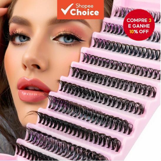 Kit De Extensões De Cílios Encaracolados D Fofos-Tufos DIY De 200 Peças 8-16 Mm