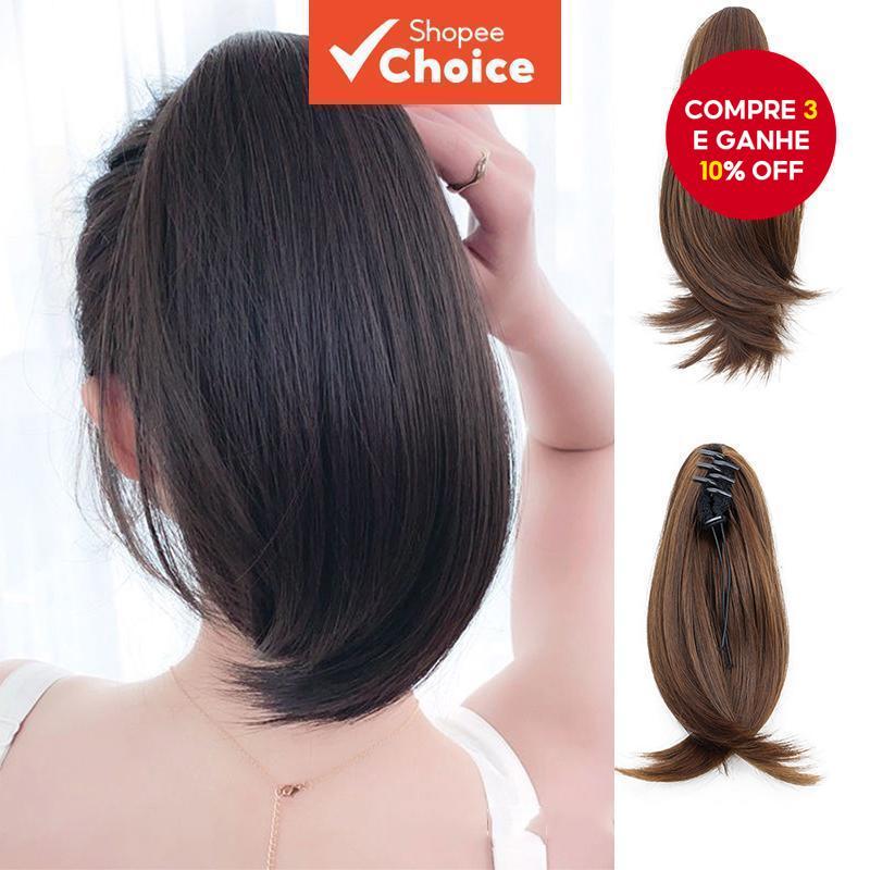 Peruca De Rabo De Cavalo Curto Sintético , Clipe De Garra Pequena , Falso Com Cauda Ligeiramente Elevada , Moda Feminina