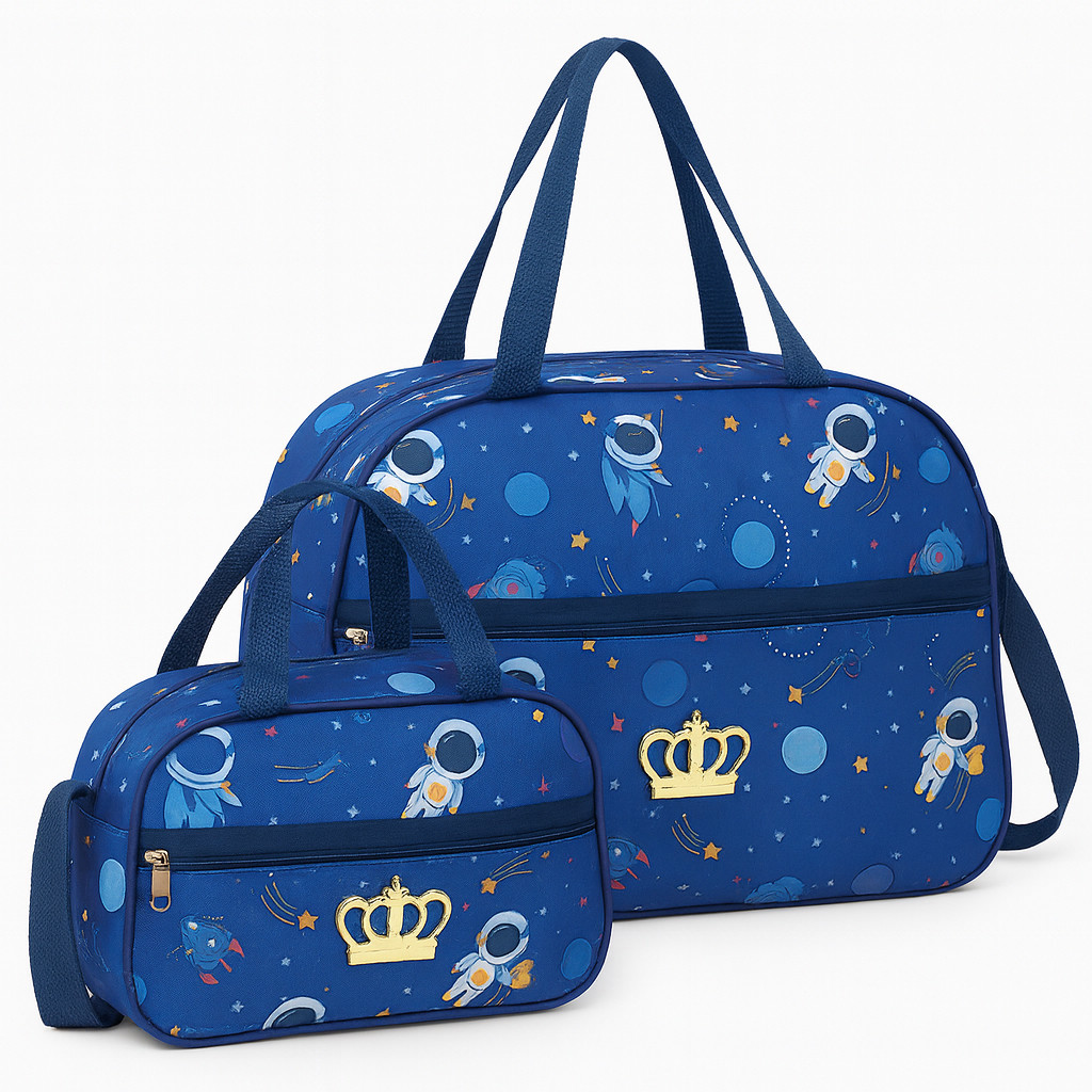 Kit 2 Bolsas Maternidade – Bolsa Grande + Frasqueira – Impermeável, Leve e Moderna