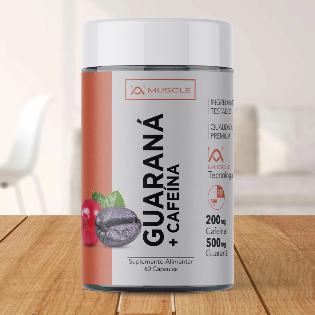 Guaraná + Cafeína em Cápsulas 500mg – 60 Caps Suplemento Alimentar