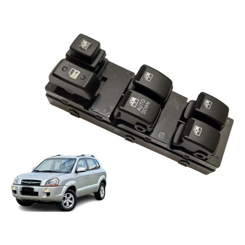 BOTAO INTERRUPTOR COMANDO VIDRO ELETRICO TUCSON 2005 06 07 08 09 10 2011 12 13 14 15 2016 QUADRUPLO MOTORISTA