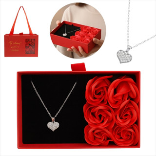 Caixa Presente Rosas Decorativas Com Colar Para Surpresa em Oferta na Shopee