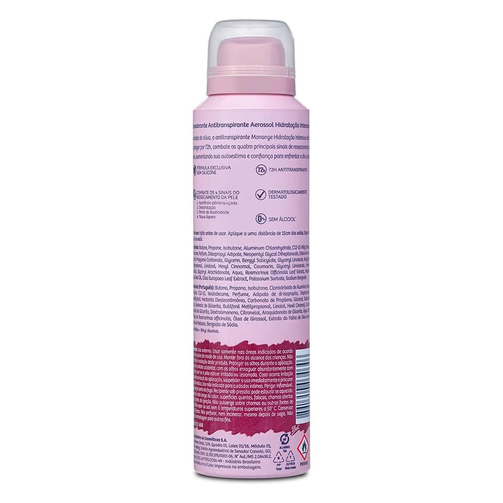 Detalhes do Kit Desodorante Aerosol Monange Hidratação Intensiva 90g - 12 unidades