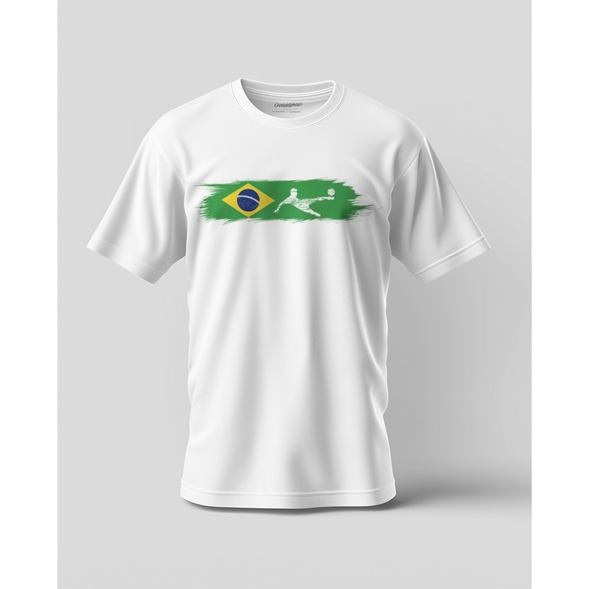 Camiseta Brasil Futebol Slim Casual Unissex Básica 100% Algodão