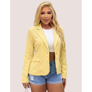 Blazer Feminino Casaquinho Alfaiataria Casaco Social Com Botão Lindo Super Envio Casaco Moda