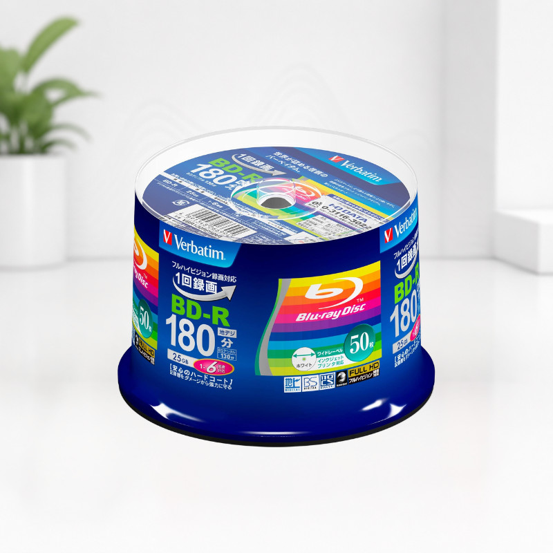 Blu-ray Blank Disc Media 6X Speed 25GB BD-R 50 sheets Blueray Printable Spindle 50-Verbatim