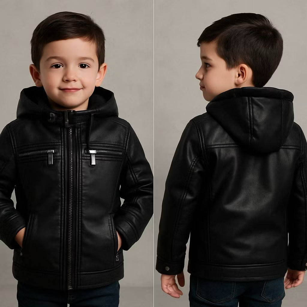 Jaqueta Infantil Couro Masculino Forrada Blusa De Frio Menino Juvenil Confortável Resistente Outono Inverno Qualidade