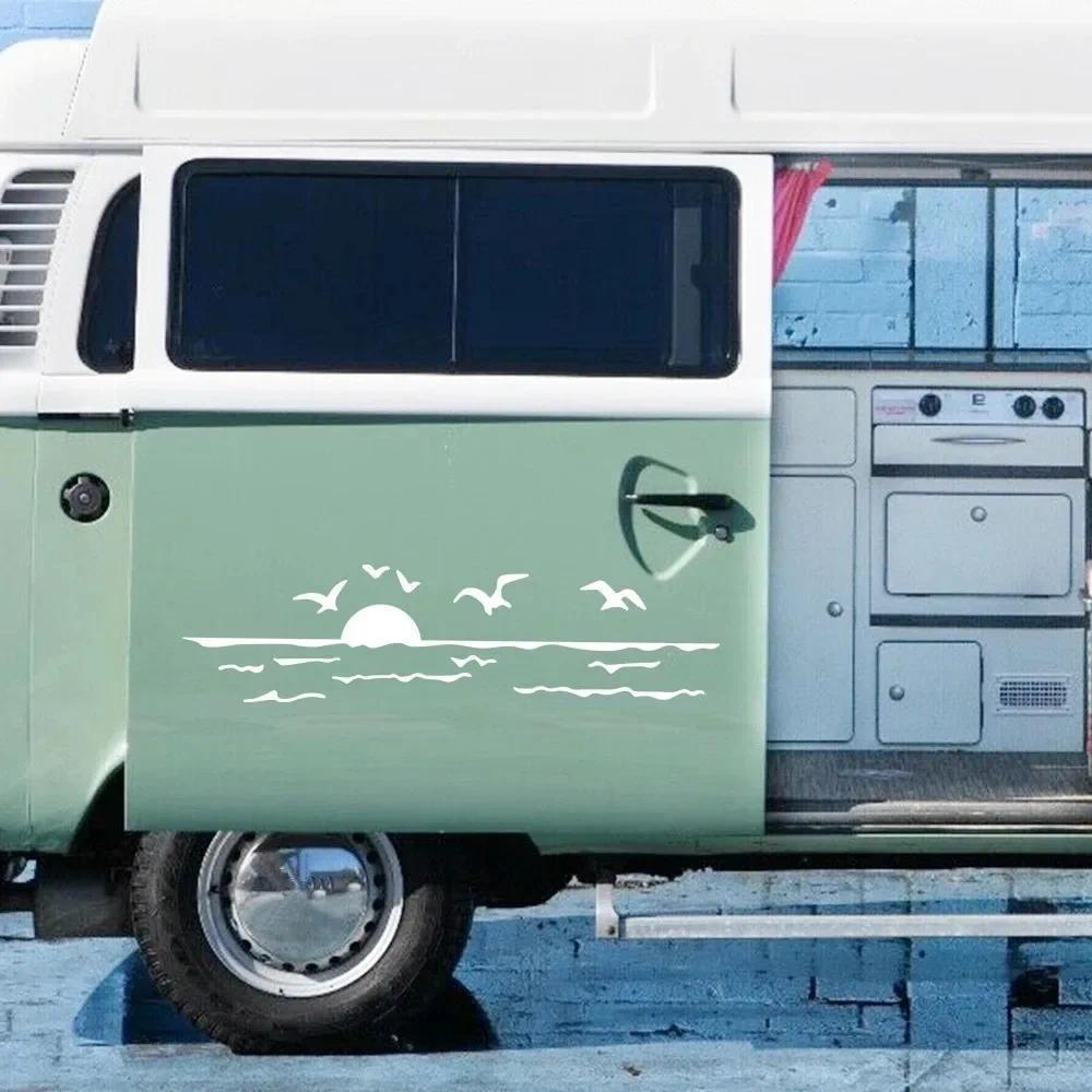 Decalque De Vinil Para Nascer Do Sol Mar , Trailer , Van , SUV , RV , Captador , À Prova D'água , Adesivos De Carro , Oc